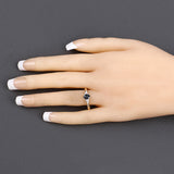 0.84 Carat Genuine Blue Sapphire and White Diamond 14K Yellow Gold Ring