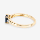 0.84 Carat Genuine Blue Sapphire and White Diamond 14K Yellow Gold Ring
