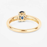 0.84 Carat Genuine Blue Sapphire and White Diamond 14K Yellow Gold Ring