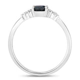 0.84 Carat Genuine Blue Sapphire and White Diamond 14K White Gold Ring