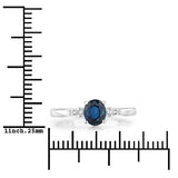 0.84 Carat Genuine Blue Sapphire and White Diamond 14K White Gold Ring