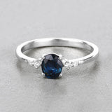 0.84 Carat Genuine Blue Sapphire and White Diamond 14K White Gold Ring
