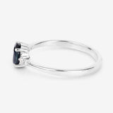 0.84 Carat Genuine Blue Sapphire and White Diamond 14K White Gold Ring
