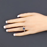 1.04 Carat Genuine Blue Sapphire and White Diamond 14K White Gold Ring