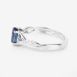 1.04 Carat Genuine Blue Sapphire and White Diamond 14K White Gold Ring