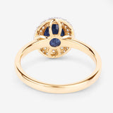 1.84 Carat Genuine Blue Sapphire and White Diamond 14K Yellow Gold Ring