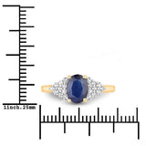 1.73 Carat Genuine Blue Sapphire and White Diamond 14K Yellow Gold Ring