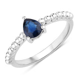 0.50 Carat Genuine Blue Sapphire 14K White Gold Ring