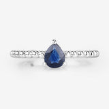 0.50 Carat Genuine Blue Sapphire 14K White Gold Ring