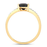 0.89 Carat Genuine Blue Sapphire and White Diamond 14K Yellow Gold Ring