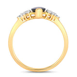 1.47 Carat Genuine Blue Sapphire and White Diamond 14K Yellow Gold Ring