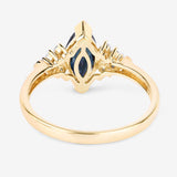 1.47 Carat Genuine Blue Sapphire and White Diamond 14K Yellow Gold Ring