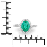 1.92 Carat Genuine Zambian Emerald and White Diamond 14K White Gold Ring