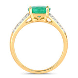 2.29 Carat Genuine Zambian Emerald and White Diamond 14K Yellow Gold Ring