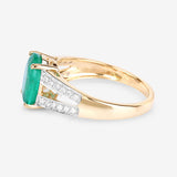 2.29 Carat Genuine Zambian Emerald and White Diamond 14K Yellow Gold Ring
