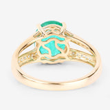 2.29 Carat Genuine Zambian Emerald and White Diamond 14K Yellow Gold Ring