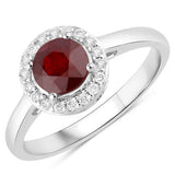 1.12 Carat Genuine Ruby and White Diamond 14K White Gold Ring