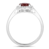 1.12 Carat Genuine Ruby and White Diamond 14K White Gold Ring