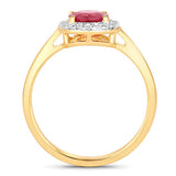 1.12 Carat Genuine Ruby and White Diamond 14K Yellow Gold Ring