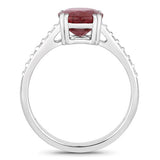 2.20 Carat Genuine Ruby and White Diamond 14K White Gold Ring