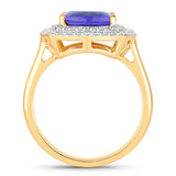 4.84 Carat Genuine Tanzanite and White Diamond 14K Yellow Gold Ring