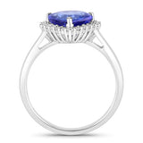 2.60 Carat Genuine Tanzanite and White Diamond 14K White Gold Ring