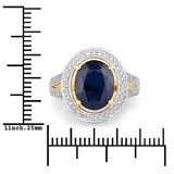 4.74 Carat Genuine Blue Sapphire and White Diamond 14K Yellow Gold Ring