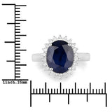 4.63 Carat Genuine Blue Sapphire and White Diamond 14K White Gold Ring