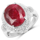 8.64 Carat Dyed Ruby & White Topaz .925 Sterling Silver Ring