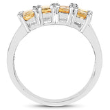 2.67 Carat Genuine Yellow Sapphire and White Diamond .925 Sterling Silver Ring