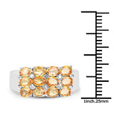 2.67 Carat Genuine Yellow Sapphire and White Diamond .925 Sterling Silver Ring