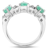 1.87 Carat Genuine Emerald and White Topaz .925 Sterling Silver Ring