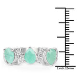 1.87 Carat Genuine Emerald and White Topaz .925 Sterling Silver Ring