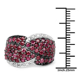 3.06 Carat Genuine Ruby & White Topaz .925 Sterling Silver Ring