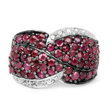 3.06 Carat Genuine Ruby & White Topaz .925 Sterling Silver Ring