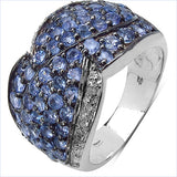 2.50 Carat Genuine Tanzanite & White Topaz .925 Sterling Silver Ring
