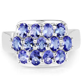 2.21 Carat Genuine Tanzanite .925 Sterling Silver Ring