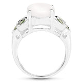 4.52 Carat Genuine Opal and Chrome Diopside .925 Sterling Silver Ring