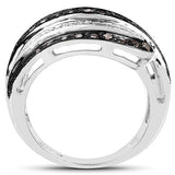 0.80 Carat Genuine Brown Diamond and White Diamond .925 Sterling Silver Ring