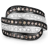 0.80 Carat Genuine Brown Diamond and White Diamond .925 Sterling Silver Ring