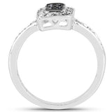0.36 Carat Genuine Blue Diamond and White Diamond .925 Sterling Silver Ring