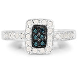 0.36 Carat Genuine Blue Diamond and White Diamond .925 Sterling Silver Ring