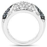 0.94 Carat Genuine Blue Diamond and White Diamond .925 Sterling Silver Ring