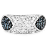0.94 Carat Genuine Blue Diamond and White Diamond .925 Sterling Silver Ring