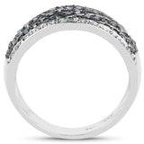 0.80 Carat Genuine Blue Diamond and White Diamond .925 Sterling Silver Ring