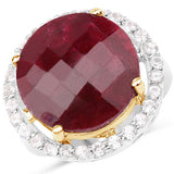 13.10 Carat Dyed Ruby and White Topaz .925 Sterling Silver Ring