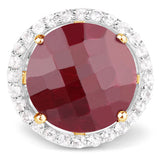 13.10 Carat Dyed Ruby and White Topaz .925 Sterling Silver Ring