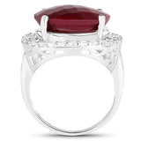 13.10 Carat Dyed Ruby and White Topaz .925 Sterling Silver Ring