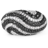 1.26 Carat Genuine Black Diamond and White Diamond .925 Sterling Silver Ring