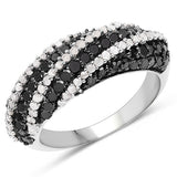 1.25 Carat Genuine Black Diamond & White Diamond .925 Sterling Silver Ring